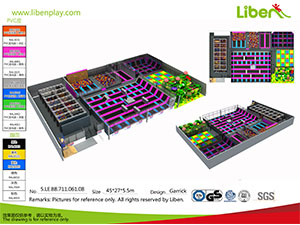 Liben latest indoor trampoline park project with ninja warrior in France