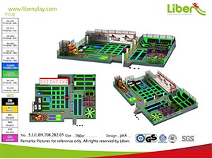 780 Sqm ASTM Standard Liben Indoor Commercial Trampoline Park Factory