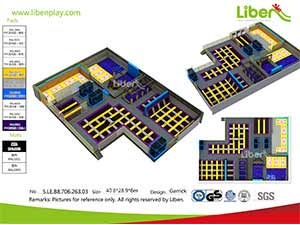 1200 Sqm ASTM Standard Liben Indoor Commercial Trampoline Park Manufacturer